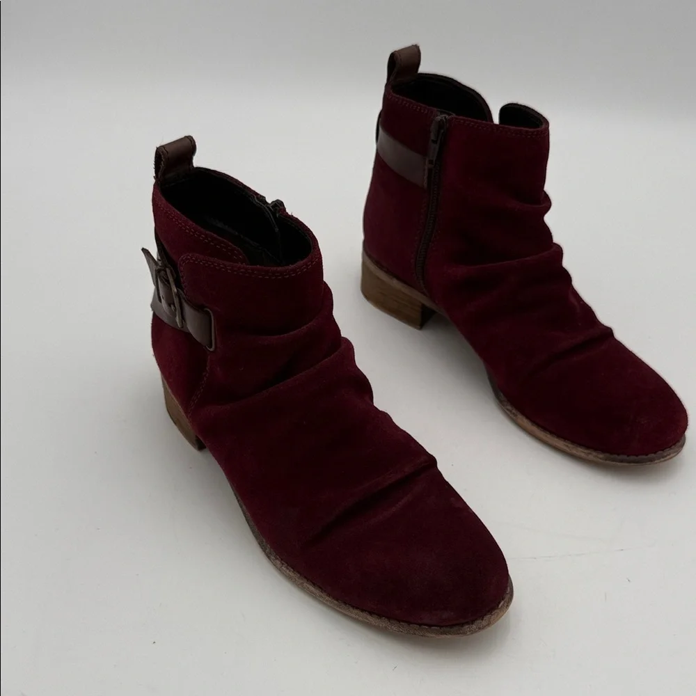 Diba true Women's Burgundy Ankle combat Boots women 8 leather suede casual Y2K